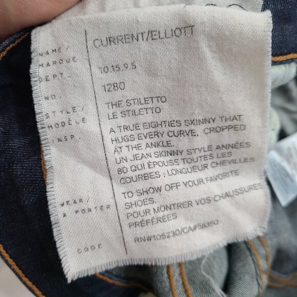 Current Elliot Stilleto Typhoon Destroy Dark Wash Distressed Denim Jeans - Picture 9 of 10